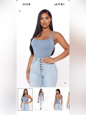 Temporary Lover Tank Top Blue Ribbed Tank Top Medium